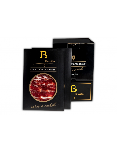 20 sobres Jamón Etiqueta Negra Gran Selección Benito cortado a cuchillo