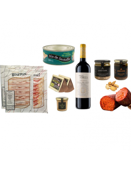 Cesta de navidad con Paleta de Bellota 100% Ibérica Rivera 4,5-5 kgs