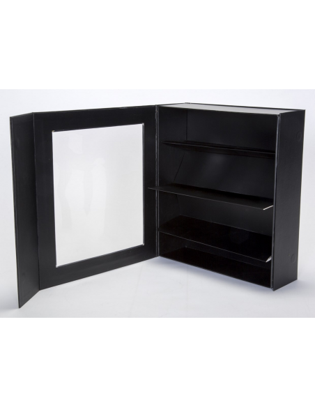 Caja Negra Plata con Ventana 4 botellas